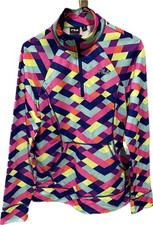 Fila Sport Jacket Womens 1/4 Zip Pullover Top Bright Multi Gym Activewear M NEW