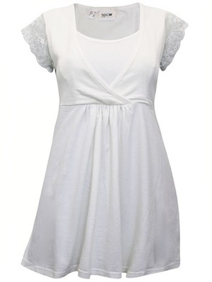 Damen weiß reine Baumwolle Wickel Spitze Ärmel Top-Größe 10/12 bis 22/24 (S bis XL)