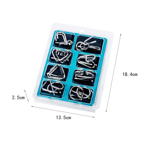 16 Pieces Brain Teaser Unwind Intelligence Deduction Games Puzzles Ring Buckle - Picture 7 of 12