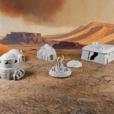 Desert Planet Gebäude Set   Sci-Fi Wüstenmodule Tabletop Gelände modular