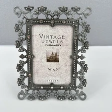 Vintage Jewels Malden International Designs 3 1/2 x 5 Picture Frame Ornate Metal
