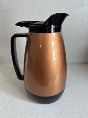 Vtg Classic Thermo Serv Carafe Insulated 1.5 Liter Copper Plastic Black Accents