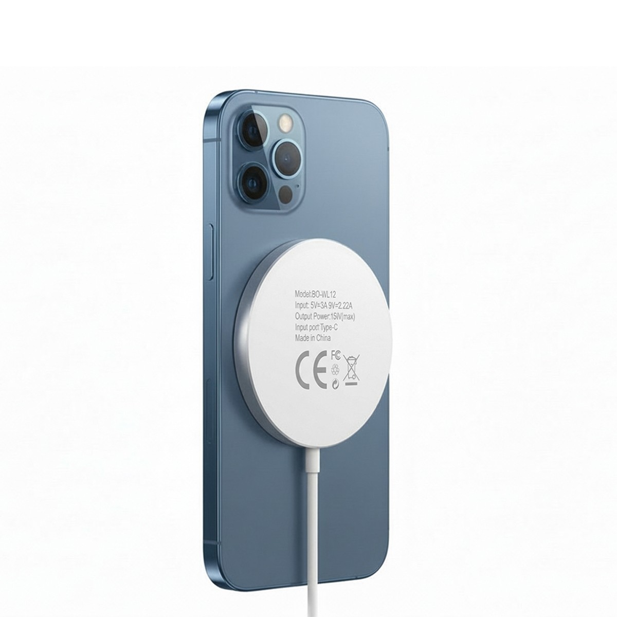 Chargeur magnétique 15W Mayaxess pour iPhone 13 Pro Max sur bureau