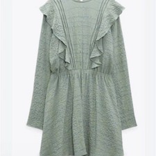 Zara Dress Sz XS Green Mini Babydoll Coquette