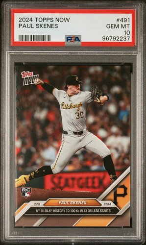 2024 Topps Now Paul Skenes #491 RC Rookie PSA 10 Pittsburgh Pirates 🔥