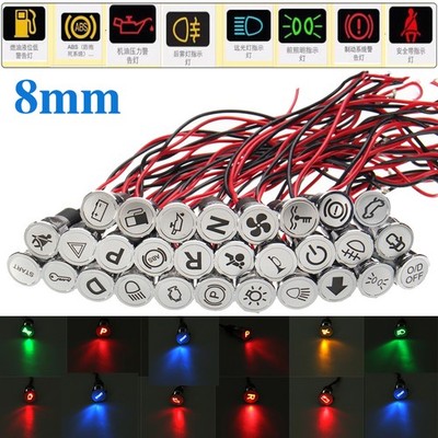 8mm 12V Anzeigelampe LED Signal Warn Licht Kontrollleuchte Universal für Auto