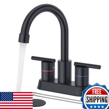 Faustina Matte Black 4 Inch Centerset Bathroom Faucet 2-Handle w/ Pop-Up Drain
