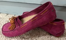 UGG Australia Meena Women's Pink Leather Moccasins Slippers 1003739 Sz 6 M