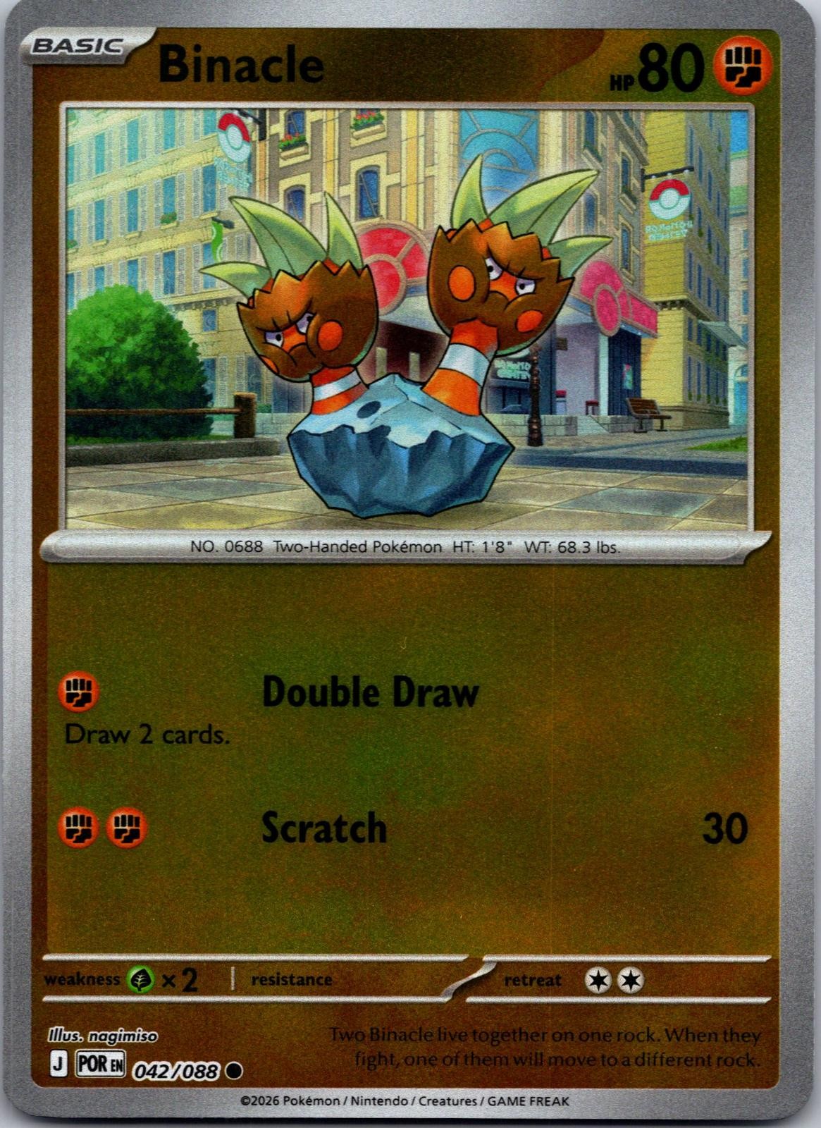 Binacle Perfect Order Pokemon Common Reverse Holo Near Mint 042/088
