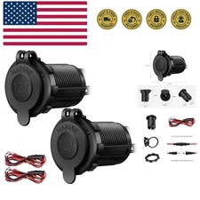 Durable 12V Cigarette Lighter Socket Replacement - 2 Pack for Car and Marine Use