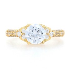 Sterling Cubic Zirconia Engagement Ring - 925 Gold Plated Round 1.50ctw Size 7