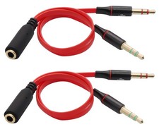 3.5mm AUX Headphone Y Splitter Cable 4-Pole 3.5mm AUX Female to 3-Pole 2x3.5m...