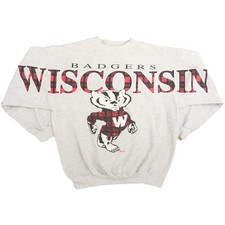 Vintage Wisconsin Badgers Spell Out Sweatshirt Size Large/XL 90s NCAA