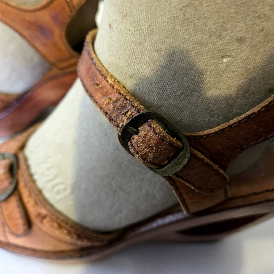 VTG Rapallo 70'S Wooden Platform SANDALS, 4" Heels, Leather Upper Size 6 Brazil - Image 3 of 4