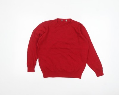 Marks and Spencer Damen Rot Wolle Rundhalsausschnitt Pullover Größe 10