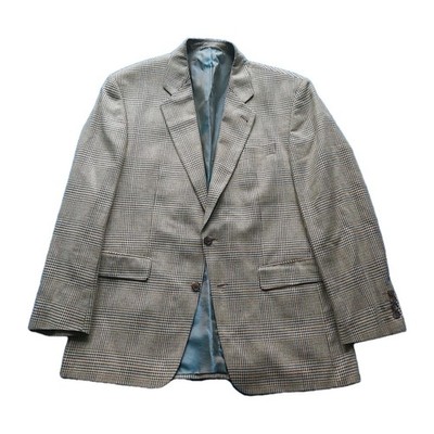 Wellington Of Bilmore Blazer Jacket Men 44 Brown Plaid Check Wool Silk Vintage