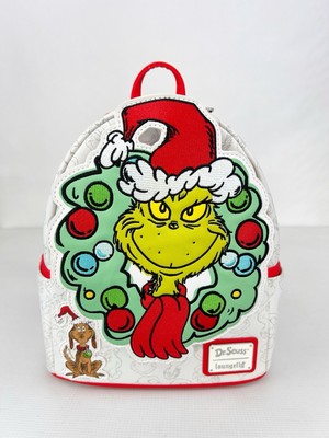 New! The Grinch Faux Leather Mini Backpack Loungefly Dr Seuss Grinch Santa Cosplay Mini Backpack | 707  main image 2