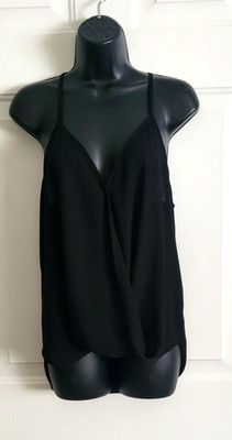 Lily White Sheer Solid Black Color Sleeveless Cami/Tank Top Womens Size M - VGC!
