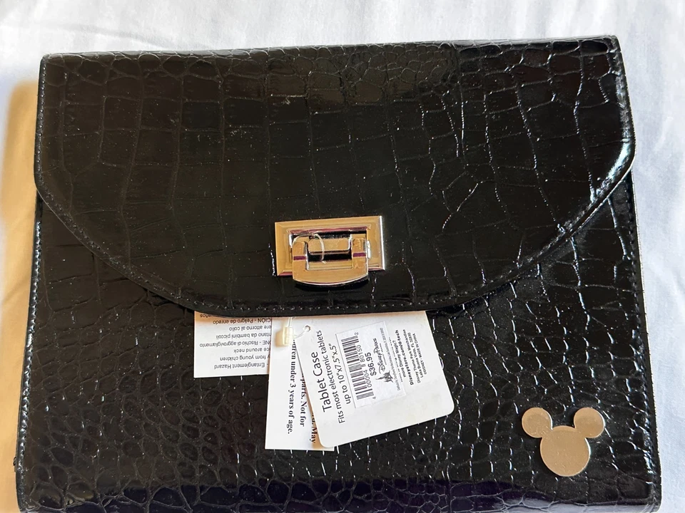 Disney Parks Black Alligator Skin Tablet Case Clutch with Mickey Icon 10"x 7.5" - Image 4 of 4