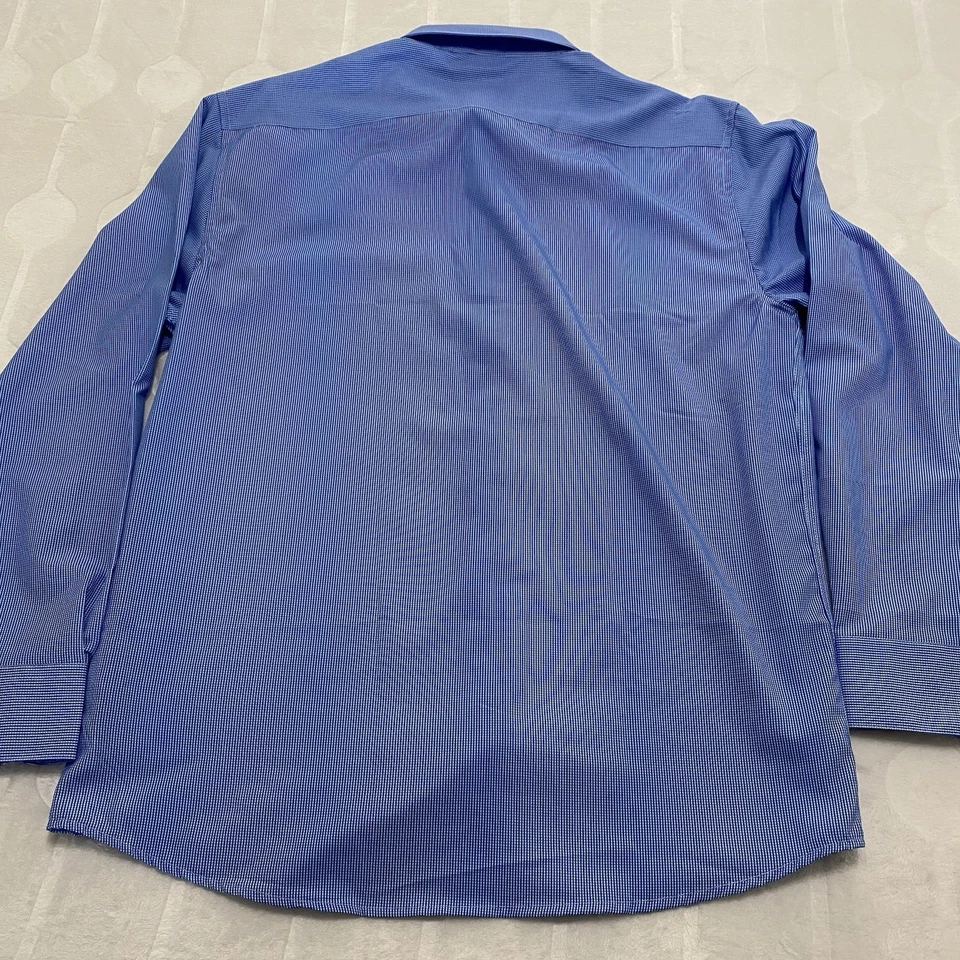 NWT Nautica Performance Dress Shirt Large 16-16.5 32/33 Blue Slim Fit Stretch - Image 2 of 4
