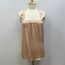 Narciso Rodriguez Satin Halter Scoopneck Tank Top Preppy Blush Pink 8