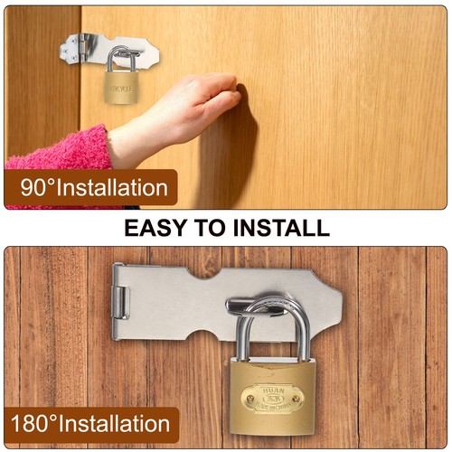 4.3" Hasp Lock Latch Stainless Steel Packlock Clasp with Screw/Key, Silver - Afbeelding 5 van 7