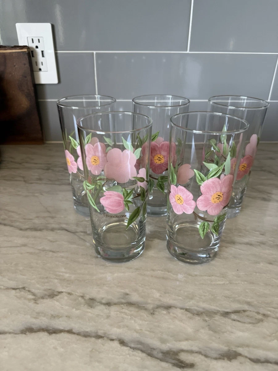 Vintage Floral Drinking Glasses In 40s, 50s, & 60s Glassware