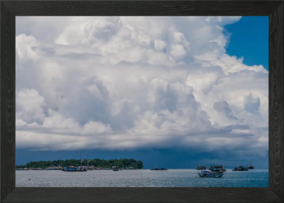 Riesige weiße Wolken über Po gerahmtes Wandbild Poster Leinwanddruck Bild