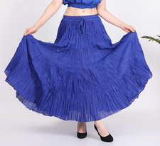 12 Yard Women's Casual 4 Tiered Bohemian Flamenco Gypsy Royal Blue Skirt