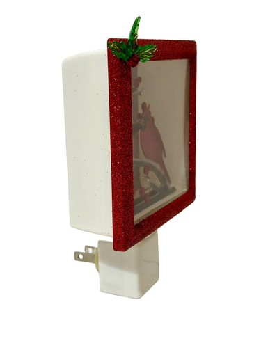 Roman 6" Red Glitter Cardinal Christmas Night Light - NIB - Picture 5 of 13