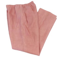 Vintage 90s Womens Pink Linen Pants 9 High Waisted Elastic Waist Coastal Grandma