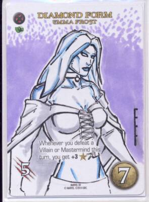 2015 Marvel 3D Legendary DBG Playable Sketch Card Emma Frost Fournier