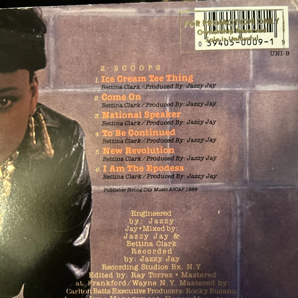 Ice Cream Tee Cant Hold Vinyl Lp Promo 1989 Old-School Hip Hop Uni Records Vg+ - Image 4 of 4