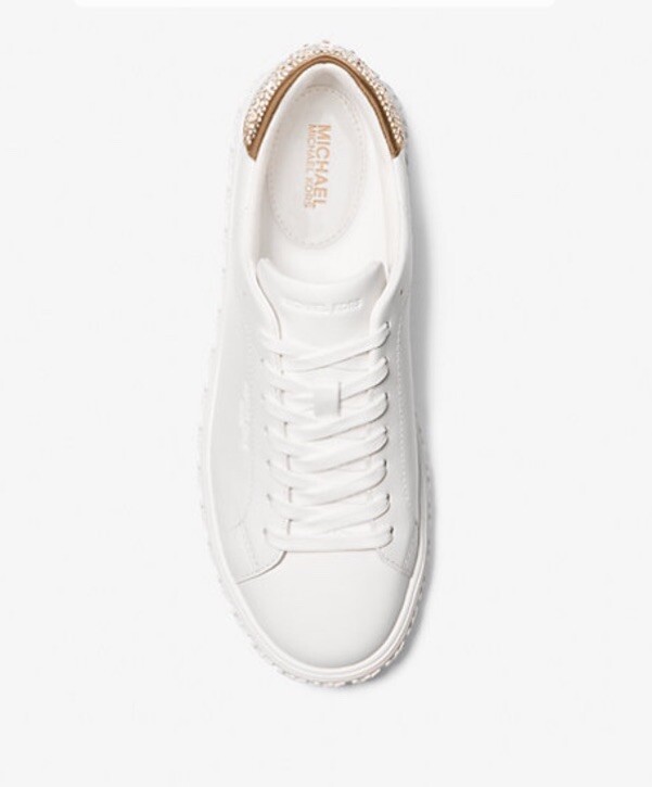 Michael Kors Grove Lace Up Low Top Sneakers Leather Optic White