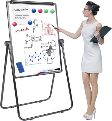 Dry Erase Board with Stand, Double Sided Magnetic Whiteboard, 24 x 36