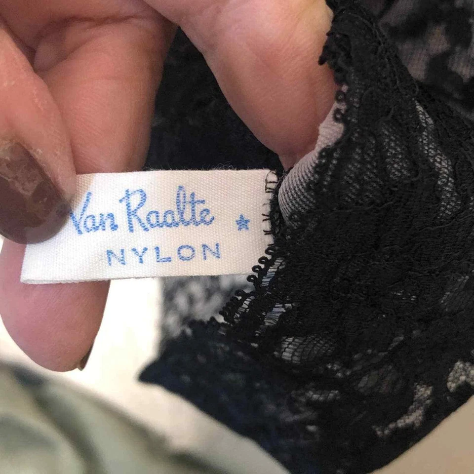 Van Raalte #7880 1955 vintage negro nailon encaje deslizamiento completo 34A Foto 4 de 4
