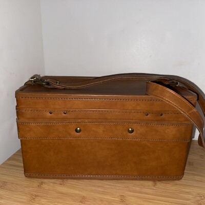 Vintage Hartmann Luggage Leather Train Case Luggage MakeUp