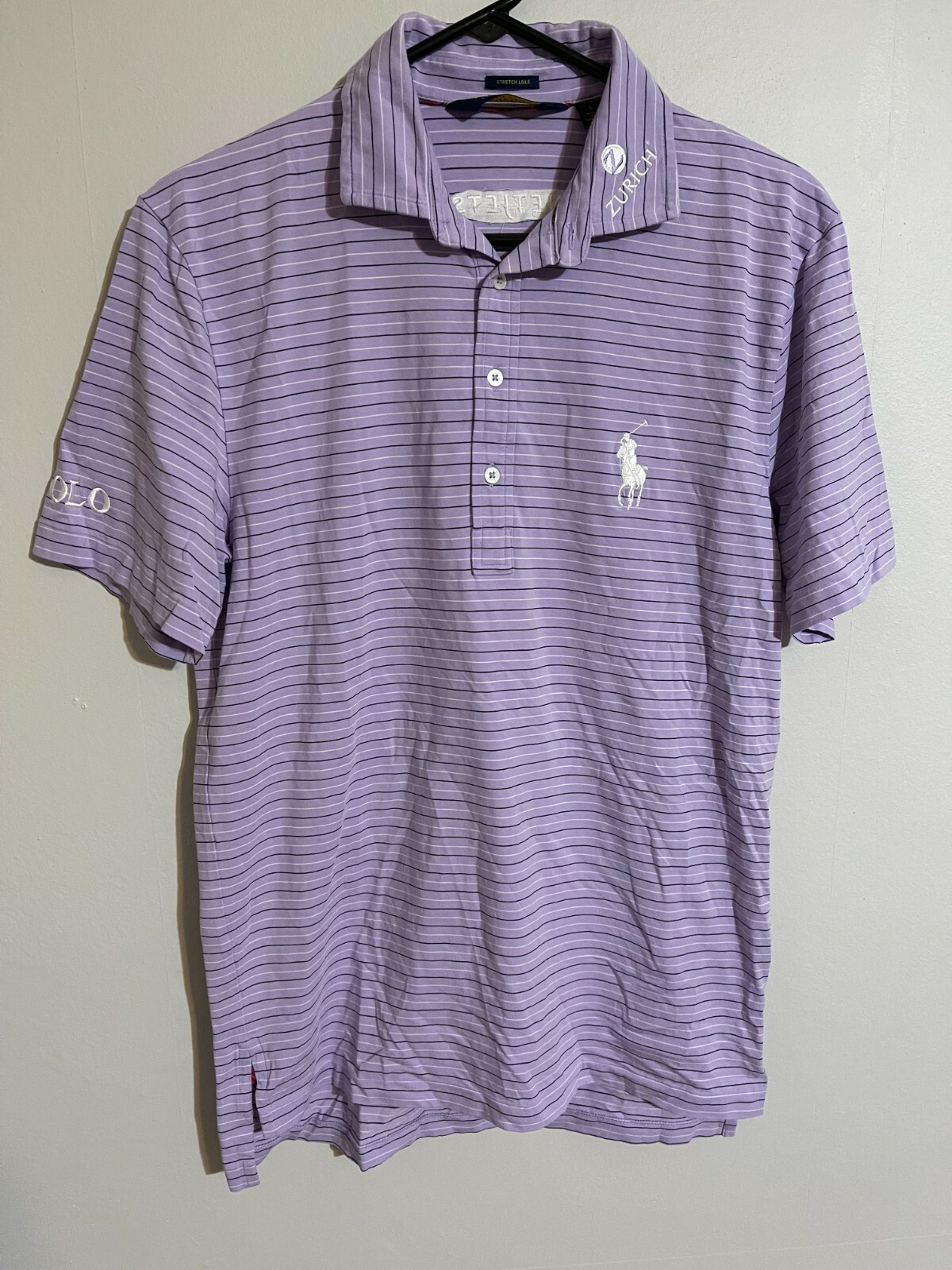 Polo Ralph Lauren Golf NetJets Zurich Purple Stripes Lisle Shirt Men's Small S eBay