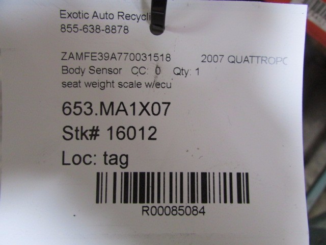 Maserati Quattroporte, Seat Weight Scale w/ ECU, Used