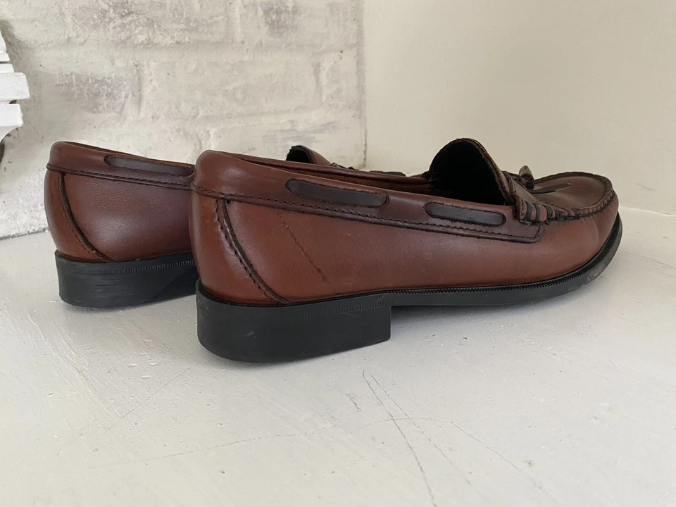 Sebago Leather Slip On Loafers Tassels Made In USA Womens Sz 9.5 Burgundy Brown - Image 4 of 4