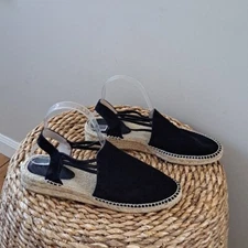 Toni Pons Womens Nuria Black Suede Espadrille Slingback Sandals Sz. 9