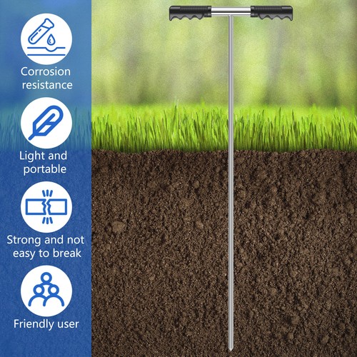 Stainless Steel Soil Probe Rod 32 to 48inch Height Adjustable Ground Rod Tool₢-