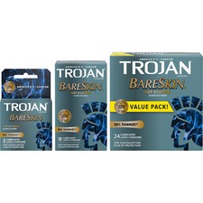 Trojan Bareskin Thinnest Sensitive Premium Lubricated Latex Condoms