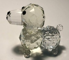 3 1/4" H X 3 3/4" L Sparkling Crystal Puppy Dog Figurine, Floppy Ears Not Signed