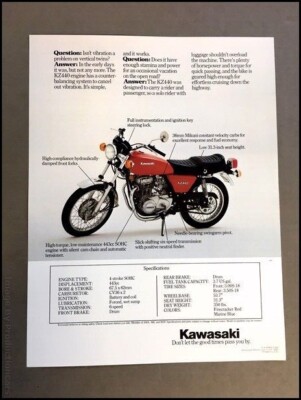 1980 Kawasaki KZ440 Motorcycle Bike 1-page Vintage Sales Brochure