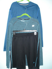 Lot of 3 Russell 14-16 sport shirt /short blackFits more like 12 blue/green EUC