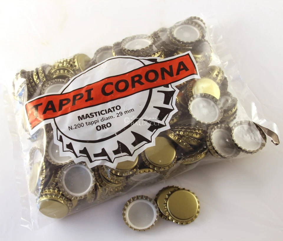 - SENZA MARCA/GENERICO – N°200 TAPPI A CORONA DIAM. 29 MM PER IMBOTTIGLIAMENTO BOTTIGLIE VINO