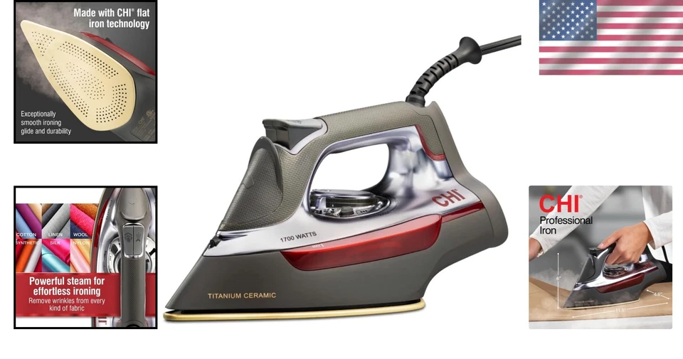 CHI 专业熨斗带 300+ 蒸汽孔和自动关闭 - 1700W,10' 线 — 第 2/4 张图片