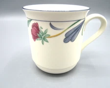 Lenox Chinastone White, Red Poppies on Blue, Cups 12 oz 3 3/4" x 4 1/2 " (554)