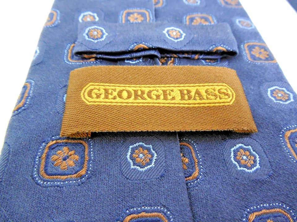 Corbata George Bass 100 % seda geométrica/floral Italia 58" x 3,25" Foto 3 de 4